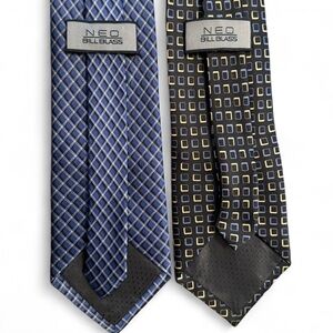 Silk Ties with Square & Diamond Pattern Blue Black 100% Silk